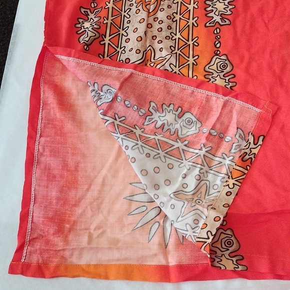 Orange Printed Scoop Neck Long Shift Dress, Sizes Small or Large - Picture 6 of 6